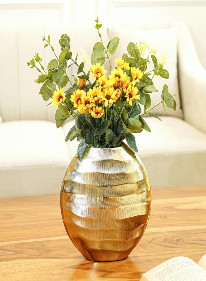 Behoma Golden Waves Aluminium Antirust Flower Vase for Home Decor Living Room, Office, Wedding | Table Decorative Item for Festivals Birthday | Golden Vase 1Pcs (Flower not Included) - Image 3
